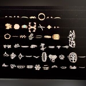 👉 Lot of 50 Silver Tone & Gold Tone Ring Lot – Boho, Vintage Style, Stackable